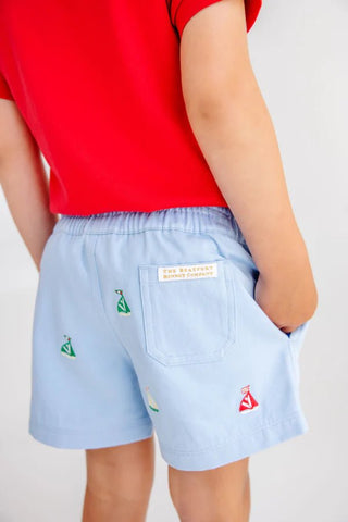 Critter Sheffield Shorts - Beale Street Blue/Sailboats by The Beaufort Bonnet Company-Boys Shorts-Simply Blessed Children's Boutique