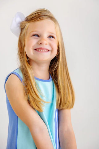 Daisy Dress - Belhaven Blue/Barbados Blue/Worth Ave White by The Beaufort Bonnet Company-Girls Dresses-Simply Blessed Children's Boutique