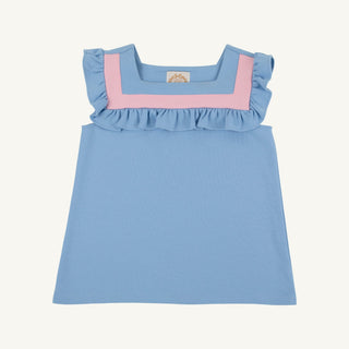 Darla Day Top – Sarasota Sky/Sandpiper Pink | The Beaufort Bonnet Company - Simply Blessed Children's Boutique