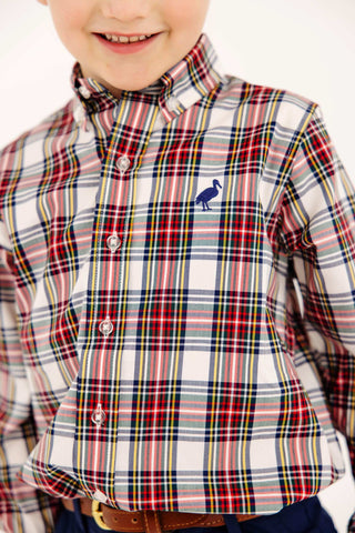 Dean's List Dress Shirt - Paris Pike Plaid/Nantucket Navy by The Beaufort Bonnet Company-Boys Long Sleeve Shirts-Simply Blessed Children's Boutique
