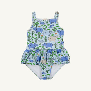 Grace Bay Bathing Suit - Bal Harbour Hippo (Beale Street Blue) by The Beaufort Bonnet Company-Girls Swimwear-Simply Blessed Children's Boutique