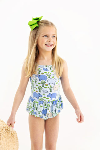 Grace Bay Bathing Suit - Bal Harbour Hippo (Beale Street Blue) by The Beaufort Bonnet Company-Girls Swimwear-Simply Blessed Children's Boutique