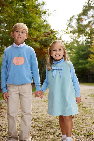 Isaac's Intarsia Sweater - Barrington Blue/Pumpkin by The Beaufort Bonnet Company - Simply Blessed Children's Boutique