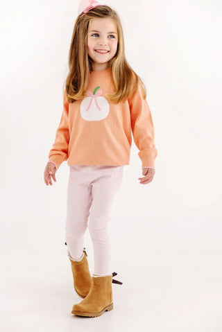 Isabelle`s Intarsia Sweater - Seashore Sherbet/Pumpkin and Bow by The Beaufort Bonnet Company - Simply Blessed Children's Boutique