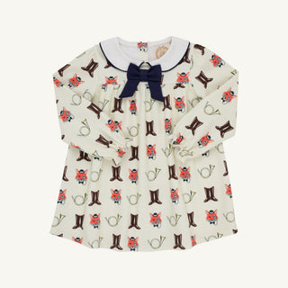 Long Sleeve Banks Bow Dress - Happy Hunting/Worth Ave White/Nantucket Navy by The Beaufort Bonnet Company - Simply Blessed Children's Boutique
