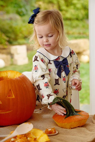 Long Sleeve Banks Bow Dress - Happy Hunting/Worth Ave White/Nantucket Navy by The Beaufort Bonnet Company - Simply Blessed Children's Boutique