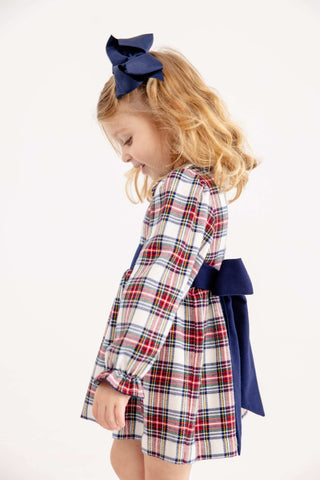 Long Sleeve Cindy Lou Sash Dress - Paris Pike Plaid/Nantucket Navy by The Beaufort Bonnet Company-Girls Dresses-Simply Blessed Children's Boutique