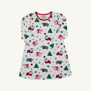 Long Sleeve Penny`s Play Dress - I Want a Hippopotamus/Richmond Red by The Beaufort Bonnet Company-Girls Dresses-Simply Blessed Children's Boutique