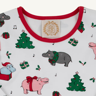Long Sleeve Penny`s Play Dress - I Want a Hippopotamus/Richmond Red by The Beaufort Bonnet Company
