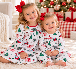 Long Sleeve Penny`s Play Dress - I Want a Hippopotamus/Richmond Red by The Beaufort Bonnet Company