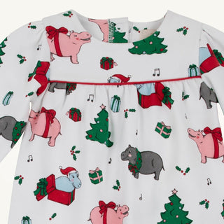 Long Sleeve Penny's Playsuit - I Want a Hippopotamus/Richmond Red by The Beaufort Bonnet Company - Simply Blessed Children's Boutique
