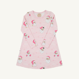 Long Sleeve Polly Play Dress - Dear Santa (Palm Beach Pink Stripe)/Palm Beach Pink by The Beaufort Bonnet Company-Girls Dresses-Simply Blessed Children's Boutique
