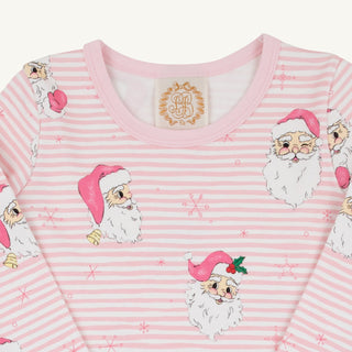Long Sleeve Polly Play Dress - Dear Santa (Palm Beach Pink Stripe)/Palm Beach Pink by The Beaufort Bonnet Company