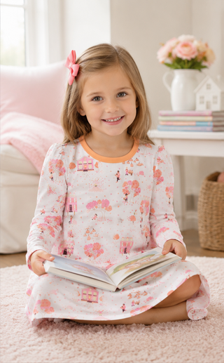 Long Sleeve Polly Play Dress - Fall on Fincastle Rd/Seashore Sherbet by The Beaufort Bonnet Company-Girls Dresses-Simply Blessed Children's Boutique