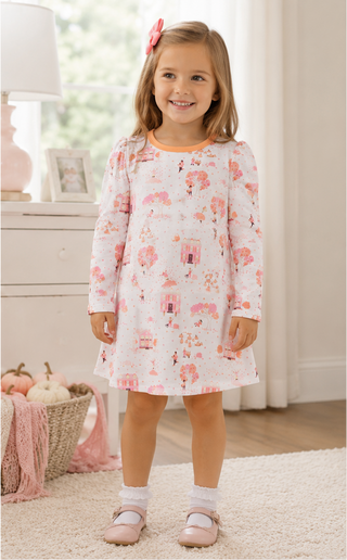 Long Sleeve Polly Play Dress - Fall on Fincastle Rd/Seashore Sherbet by The Beaufort Bonnet Company-Girls Dresses-Simply Blessed Children's Boutique