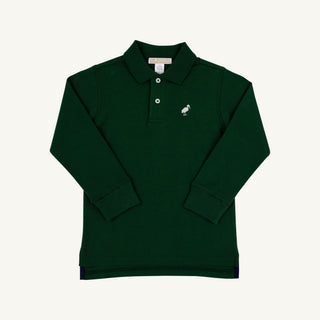 Long Sleeve Prim and Proper Polo (Pima) - Grier Green/Palmetto Pearl by The Beaufort Bonnet Company - Simply Blessed Children's Boutique
