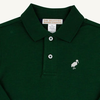 Long Sleeve Prim and Proper Polo (Pima) - Grier Green/Palmetto Pearl by The Beaufort Bonnet Company - Simply Blessed Children's Boutique