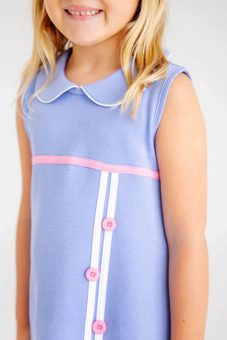 Luanne's Lunch Dress (Knit) – Park City Periwinkle/Worth Ave White/Hamptons Hot Pink | The Beaufort Bonnet Company-Girls Dresses-Simply Blessed Children's Boutique