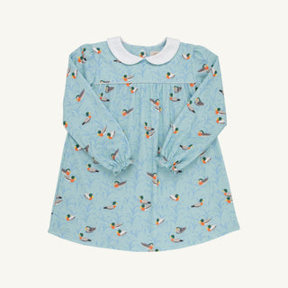 Long Sleeve Maerin Fitz Frock - Sarasota Sky - Fine Weather for Ducks/Worth Ave White/Sarasota Sky by The Beaufort Bonnet Company-Girls Dresses-Simply Blessed Children's Boutique