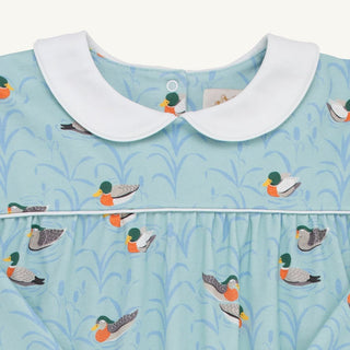 Long Sleeve Maerin Fitz Frock - Sarasota Sky - Fine Weather for Ducks/Worth Ave White/Sarasota Sky by The Beaufort Bonnet Company-Girls Dresses-Simply Blessed Children's Boutique