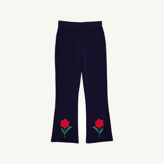 Patty Pants- Heavy Weight Knit - Nantucket Navy/Richmond Red/Flower by The Beaufort Bonnet Company-Girls Leggings/Bottoms-Simply Blessed Children's Boutique