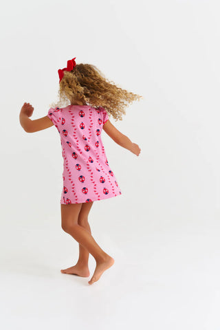 Back view of Penny's Play Dress in Ladybug Lineup – The Beaufort Bonnet Company Toddler Dress