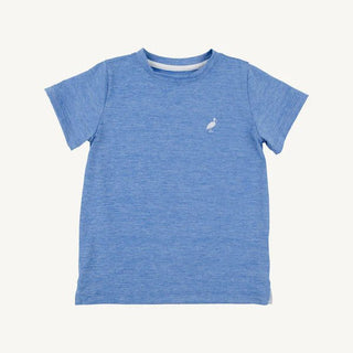 Prepletic™ Carter Crewneck in Sunrise Blvd. Blue with Worth Avenue White Stork-Boys Short Sleeve Shirts-Simply Blessed Children's Boutique
