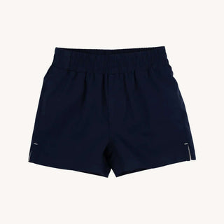 Boys’ Prepletic Sheffield Shorts in Nantucket Navy by The Beaufort Bonnet Company—lightweight, breathable, and wrinkle-resistant.