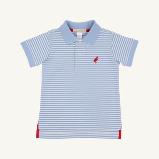 Prim and Proper Polo- Beale Street Blue Stripe/Beale Street Blue/Richmond Red by The Beaufort Bonnet Company-Boys Short Sleeve Shirts-Simply Blessed Children's Boutique