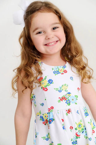 Reagan Romper (Pima) - Biltmore Blooms (Buckhead Blue)/Richmond Red by The Beaufort Bonnet Company-Girls One-Piece-Simply Blessed Children's Boutique