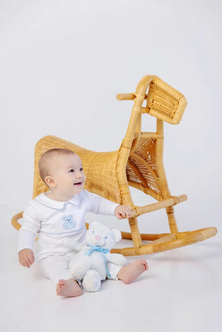Robbins Romper - Worth Ave White/Buckhead Blue/Bear by The Beaufort Bonnet Company