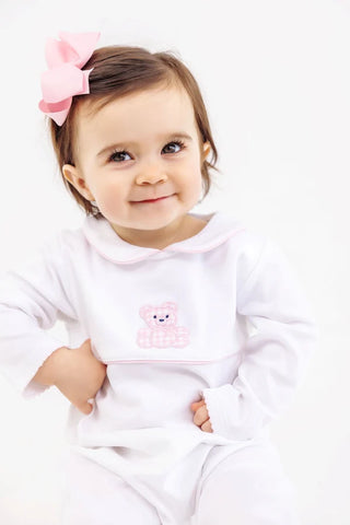 Robbins Romper - Worth Ave White/Palm Beach Pink/Bear by The Beaufort Bonnet Company