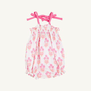 Rosey Romper – Bridgetown Harbour Hand Block/Winter Park Pink | The Beaufort Bonnet Company