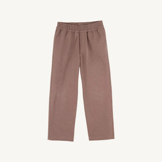 Sheffield Pants in Gray Bay Brown twill by The Beaufort Bonnet Company featuring elastic waistband and classic straight-leg style.