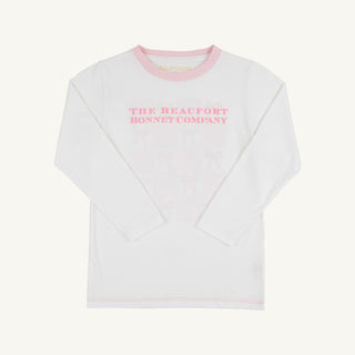 Long Sleeve Sir Proper's T-Shirt – Worth Ave White/Palm Beach Pink | The Beaufort Bonnet Company