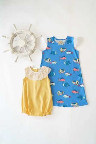 Sleeveless Polly Play Dress (Eyelet) - Here Fishy Fishy/Worth Ave White by The Beaufort Bonnet Company-Girls Dresses-Simply Blessed Children's Boutique