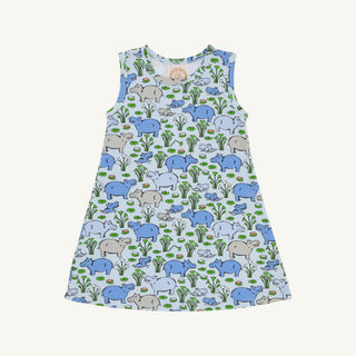 Sleeveless Polly Play Dress - Bal Harbour Hippo (Beale Street Blue) by The Beaufort Bonnet Company-Girls Dresses-Simply Blessed Children's Boutique