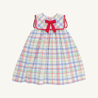 Sleeveless Stewart's Square Collar Dress - Wellington Windowpane/Richmond Red by The Beaufort Bonnet Company-Girls Dresses-Simply Blessed Children's Boutique