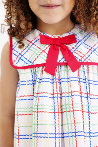 Sleeveless Stewart's Square Collar Dress - Wellington Windowpane/Richmond Red by The Beaufort Bonnet Company-Girls Dresses-Simply Blessed Children's Boutique