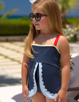 Stratford Scallop Swimsuit - Nantucket Navy/Richmond Red/Beale Street Blue/Lake Worth Yellow by The Beaufort Bonnet Company-Girls Swimwear-Simply Blessed Children's Boutique