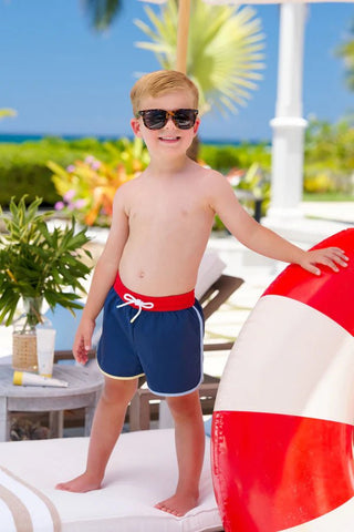 Tanner Trunks - Nantucket Navy/Richmond Red/Beale Street Blue/Lake Worth Yellow by The Beaufort Bonnet Company-Boys Swimwear-Simply Blessed Children's Boutique