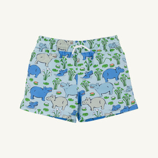 Tortola Swim Trunks - Bal Harbour Hippo (Beale Street Blue)/Worth Ave White by The Beaufort Bonnet Company-Boys Swimwear-Simply Blessed Children's Boutique