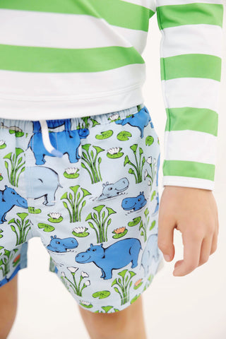Tortola Swim Trunks - Bal Harbour Hippo (Beale Street Blue)/Worth Ave White by The Beaufort Bonnet Company-Boys Swimwear-Simply Blessed Children's Boutique