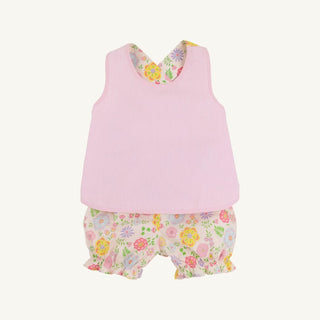 Betsey Bow Back Set (Broadcloth) – Boca Grande Begonia/Hamptons Hot Pink Pique Stripe | The Beaufort Bonnet Company-Girls Outfit Sets-Simply Blessed Children's Boutique