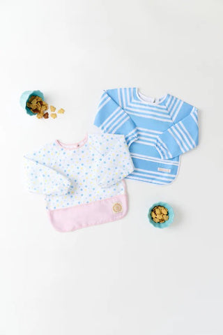 Biscuit Bib – Saddle Ridge Stripe (Sarasota Sky)/Worth Ave White/Gibson Island Green | The Beaufort Bonnet Company-Baby Accessories-Simply Blessed Children's Boutique