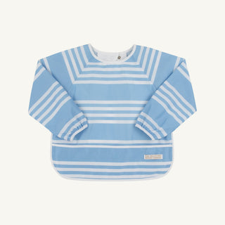 Biscuit Bib – Saddle Ridge Stripe (Sarasota Sky)/Worth Ave White/Gibson Island Green | The Beaufort Bonnet Company-Baby Accessories-Simply Blessed Children's Boutique