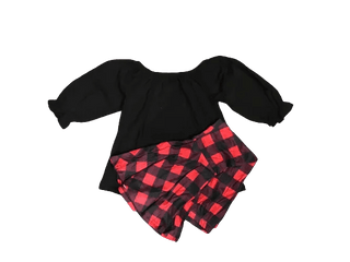Black & Red Buffalo Plaid Bell Bottom Outfit - Simply Blessed Children's Boutique