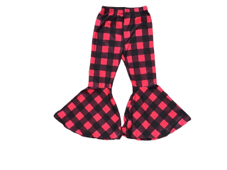 Black & Red Buffalo Plaid Bell Bottom Outfit - Simply Blessed Children's Boutique