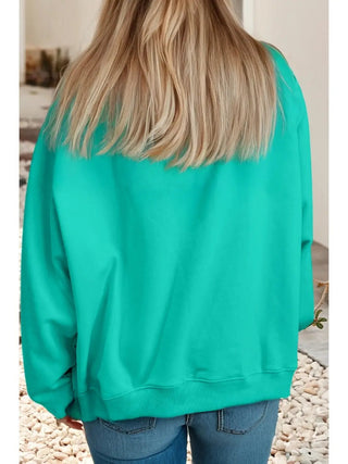 “Blessed” Oversized Mock Neck Sweatshirt — Sea Green Comfort Pullover-Women's Sweatshirt/Pullover-Simply Blessed Children's Boutique