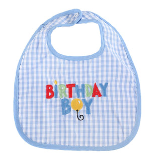 Blue Gingham 'Birthday Boy' Bib-Baby Accessories-Simply Blessed Children's Boutique